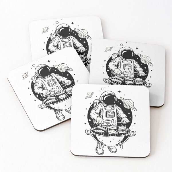 Item preview, Funny Astronaut BBQ in Space - Black and White designed and sold by PixelCatalyst.