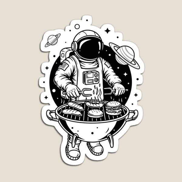 Item preview, Funny Astronaut BBQ in Space - Black and White designed and sold by PixelCatalyst.