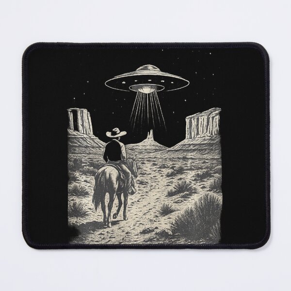 Item preview, Cowboy UFO Alien Encounter Horse Retro Western Desert  designed and sold by Littermin.