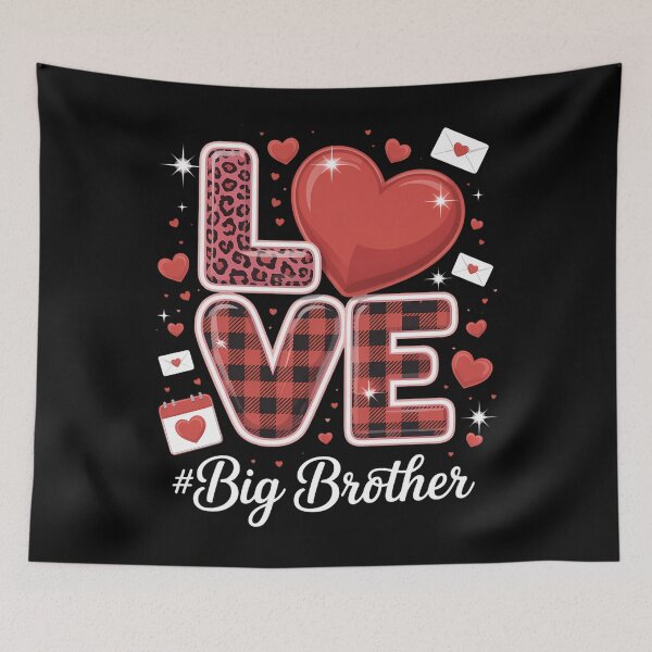 Item preview, Hearts Valentines Day Love Big Brother Leopard Buffalo Plaid designed and sold by sailorjessiArt.