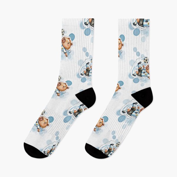 Item preview, Cute Argentina Soccer Bear Kicking Football Design designed and sold by iamKRUK.