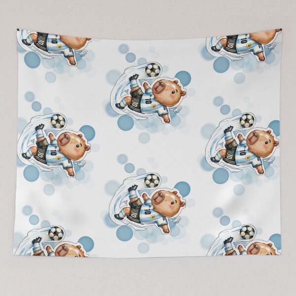 Item preview, Cute Argentina Soccer Bear Kicking Football Design designed and sold by iamKRUK.