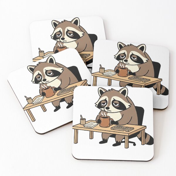 Item preview, Exhausted Office Raccoon Funny Corporate Burnout Meme designed and sold by SoftAuraStudi0.