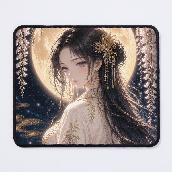 Item preview, Moonlit White Wisteria Maiden | Japanese Fantasy Art designed and sold by KawaiiLabo.