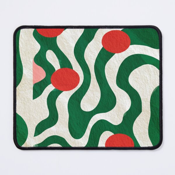 Item preview, Abstract Wavy Green Pattern Retro Red Dots Textured Graphic Art designed and sold by WormJ.