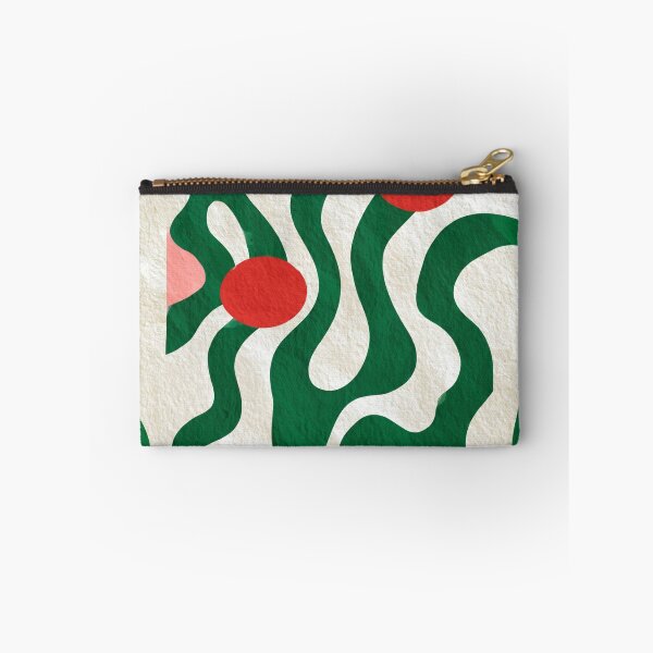 Item preview, Abstract Wavy Green Pattern Retro Red Dots Textured Graphic Art designed and sold by WormJ.