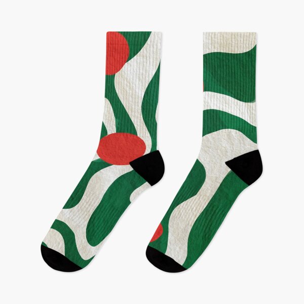 Item preview, Abstract Wavy Green Pattern Retro Red Dots Textured Graphic Art designed and sold by WormJ.