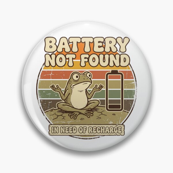 Item preview, Battery Not Found Cute Frog Funny Retro Design – In Need Of Recharge Introvert Humor Gift designed and sold by JaiSoftStudio.