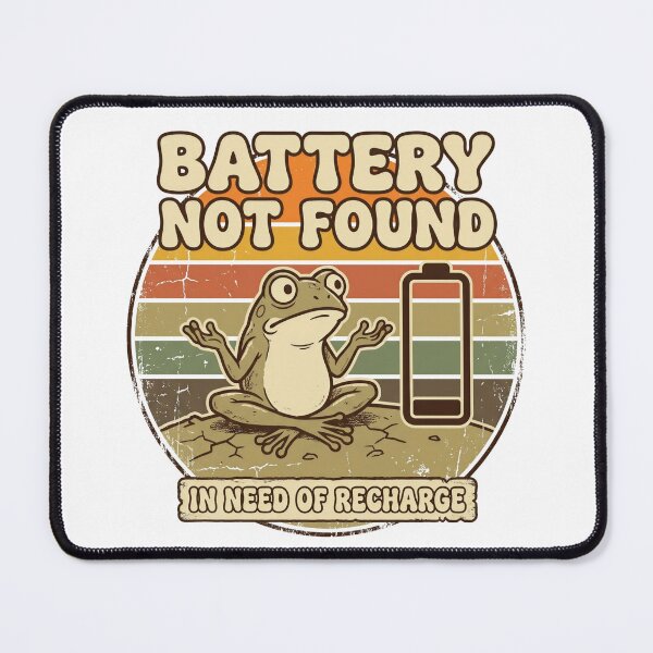 Item preview, Battery Not Found Cute Frog Funny Retro Design – In Need Of Recharge Introvert Humor Gift designed and sold by JaiSoftStudio.
