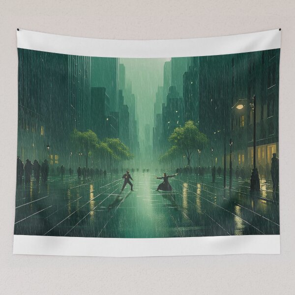 Item preview, The Matrix Minimalist Cityscape – Neo vs Agent Smith designed and sold by niclol2a.