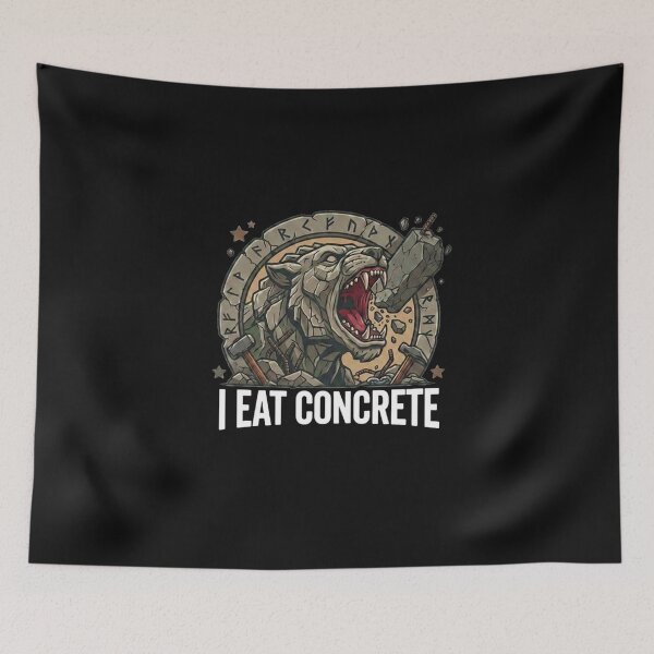 Item preview, I Eat Concrete Funny Gym Meme Stone Beast Rune Art by Vintry off designed and sold by VintryOff.