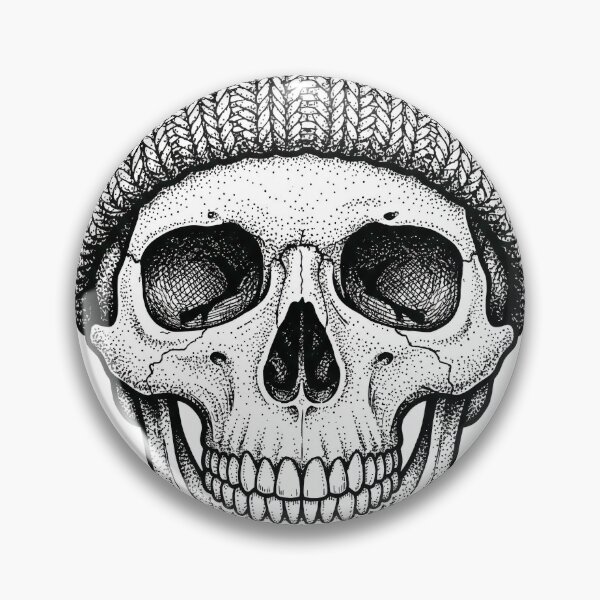 Item preview, Skull in Beanie Winter Knit Hat Dotwork Tattoo Art designed and sold by seven things shop.