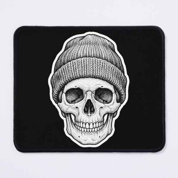 Item preview, Skull in Beanie Winter Knit Hat Dotwork Tattoo Art designed and sold by seven things shop.