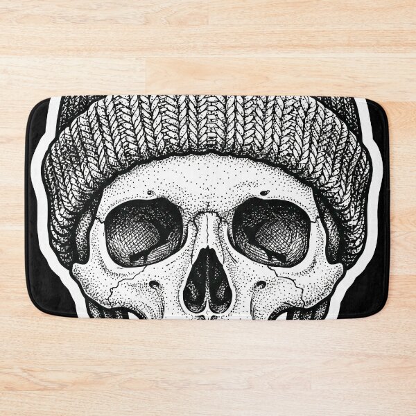 Item preview, Skull in Beanie Winter Knit Hat Dotwork Tattoo Art designed and sold by seven things shop.