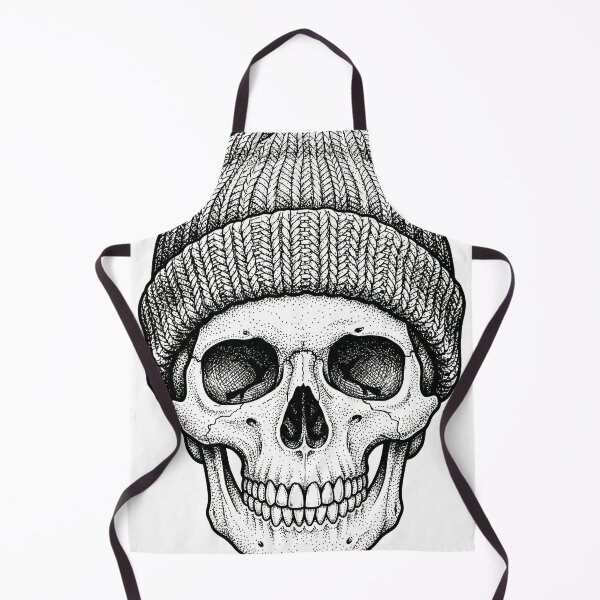 Item preview, Skull in Beanie Winter Knit Hat Dotwork Tattoo Art designed and sold by seven things shop.