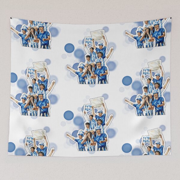 Item preview, Argentina Fans Holding National Flag Football Design designed and sold by iamKRUK.