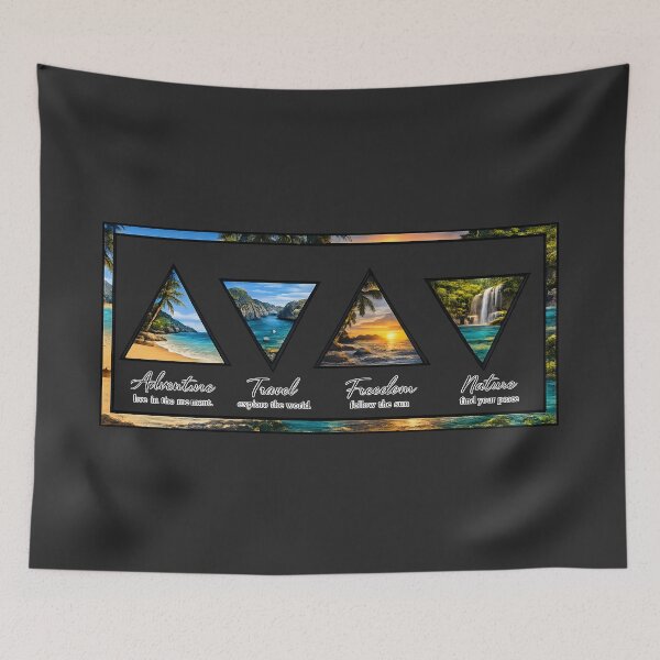 Item preview, Tropical Triangle Paradise Frame – Exotic Beach & Sunset Wall Art designed and sold by Les-Ink-Studio.