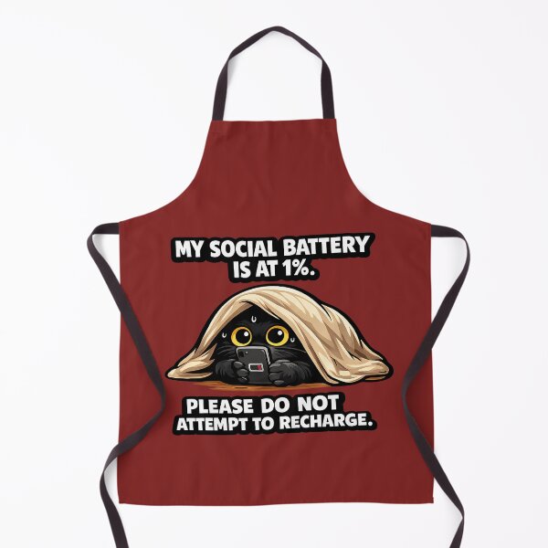 Item preview, My Social Battery Is At 1 Percent Funny Black Cat Introvert Humor designed and sold by DryHumorPrints.