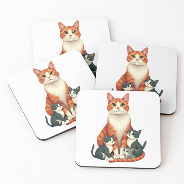 Item preview, Ginger Cat Mom Three Kittens Protective Family Portrait designed and sold by Amp6599.