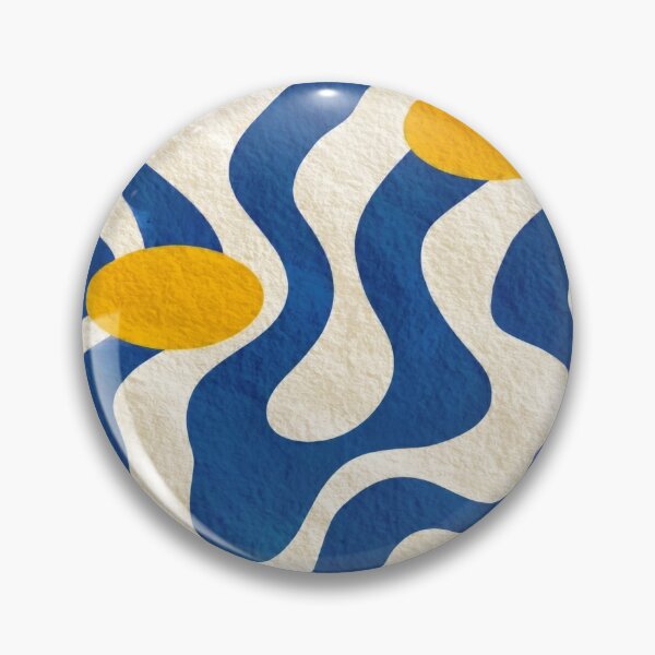 Item preview, Abstract Wavy Blue Pattern Retro Yellow Dots Textured Graphic Art designed and sold by WormJ.