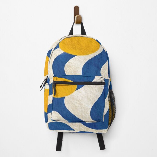 Item preview, Abstract Wavy Blue Pattern Retro Yellow Dots Textured Graphic Art designed and sold by WormJ.