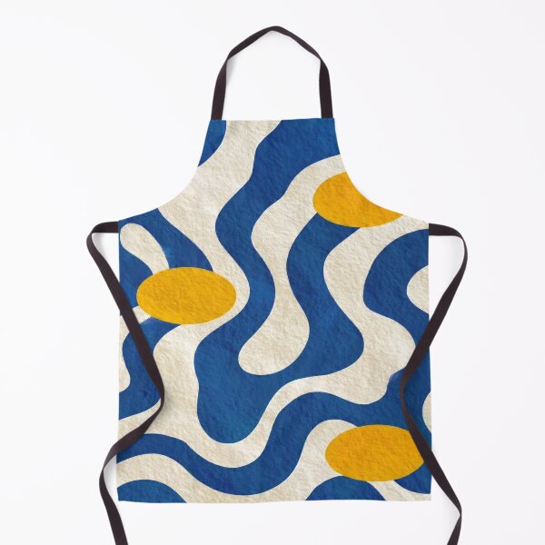 Item preview, Abstract Wavy Blue Pattern Retro Yellow Dots Textured Graphic Art designed and sold by WormJ.