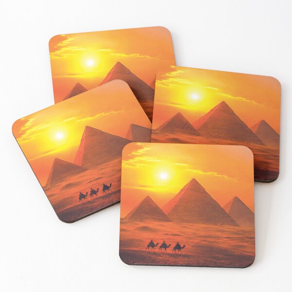 Item preview, Majestic Egyptian Pyramids Golden Sunset Landscape designed and sold by ZahraaStudio.