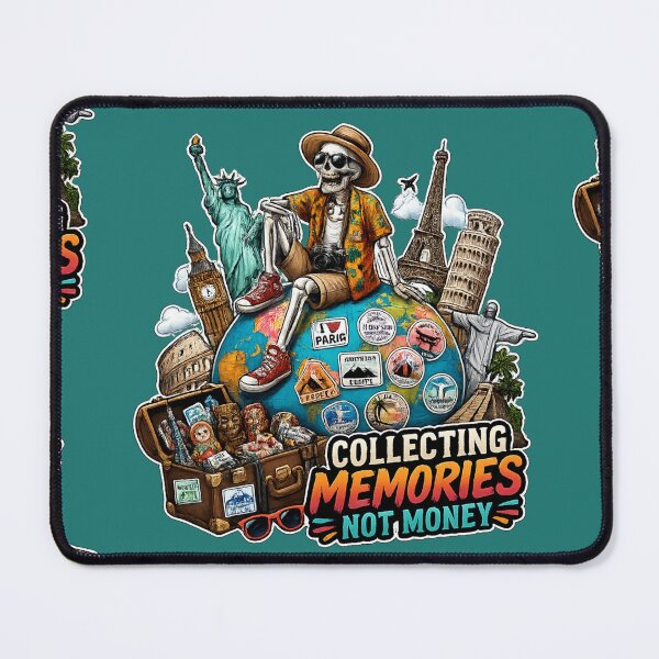 Item preview, Collecting Memories Not Money Skeleton Traveler Sticker designed and sold by Ecocrushstudio.