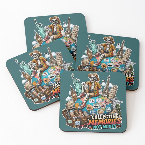Item preview, Collecting Memories Not Money Skeleton Traveler Sticker designed and sold by Ecocrushstudio.