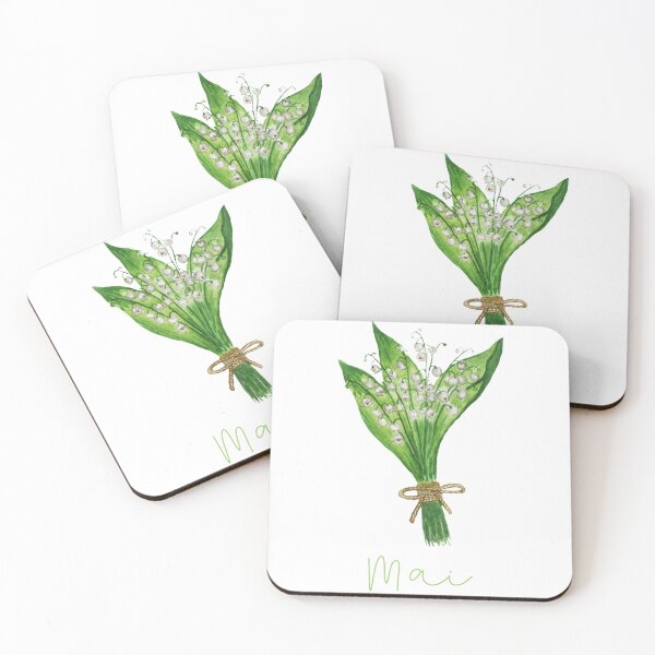 Item preview, May in French lily of the valley cute flower watercolor bouquet designed and sold by frenchstylehome.