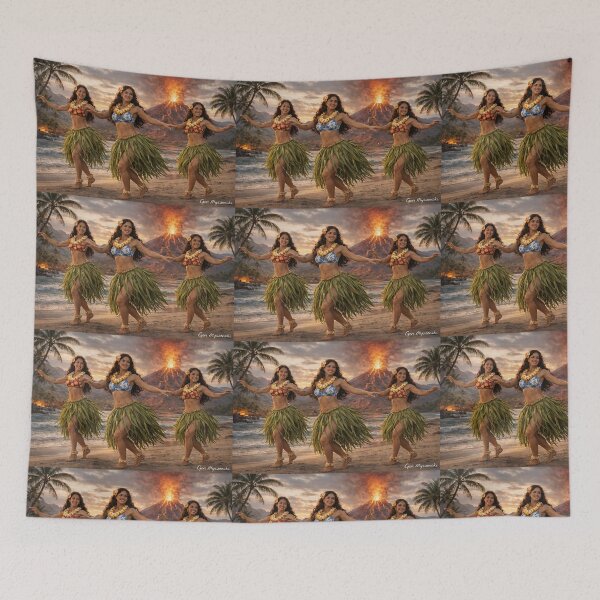 Item preview, Hawaiian Hula Dancers at Sunset  designed and sold by The Art Queen Of Michigan .