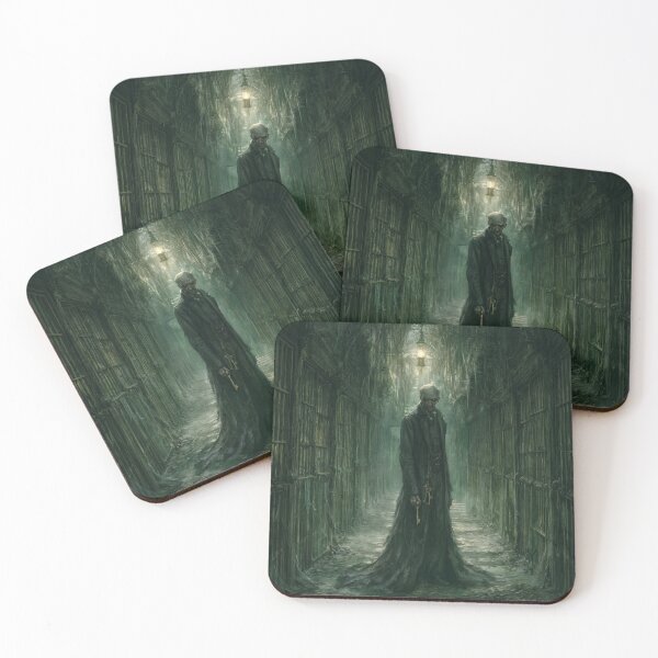 Item preview, The Thornwick Institute: The Warden | Victorian Gothic Horror Corridor Dark Fantasy Art Print designed and sold by Opetis.