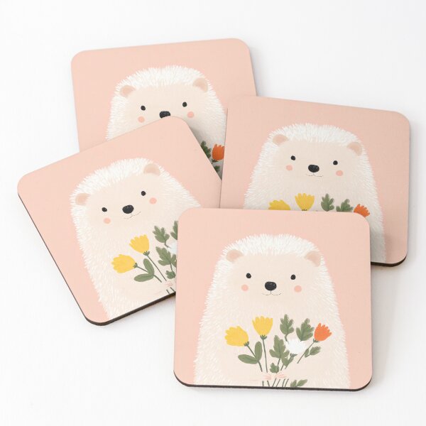 Item preview, Cute hedgehog with a bouquet of flowers designed and sold by Studio Remier.