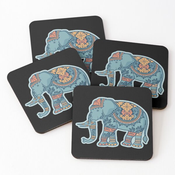 Item preview, Vintage Ornamental Teal & Orange Elephant Art Sticker designed and sold by teaw-teaw.