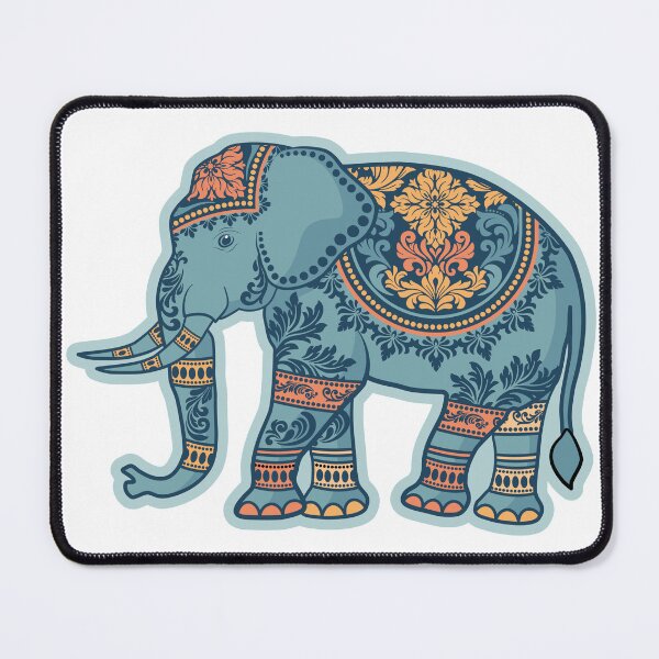 Item preview, Vintage Ornamental Teal & Orange Elephant Art Sticker designed and sold by teaw-teaw.