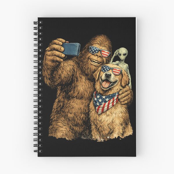 Item preview, Patriotic Bigfoot Golden Retriever Selfie 4th of July USA designed and sold by Littermin.
