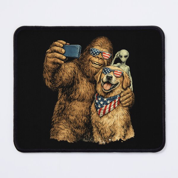 Item preview, Patriotic Bigfoot Golden Retriever Selfie 4th of July USA designed and sold by Littermin.