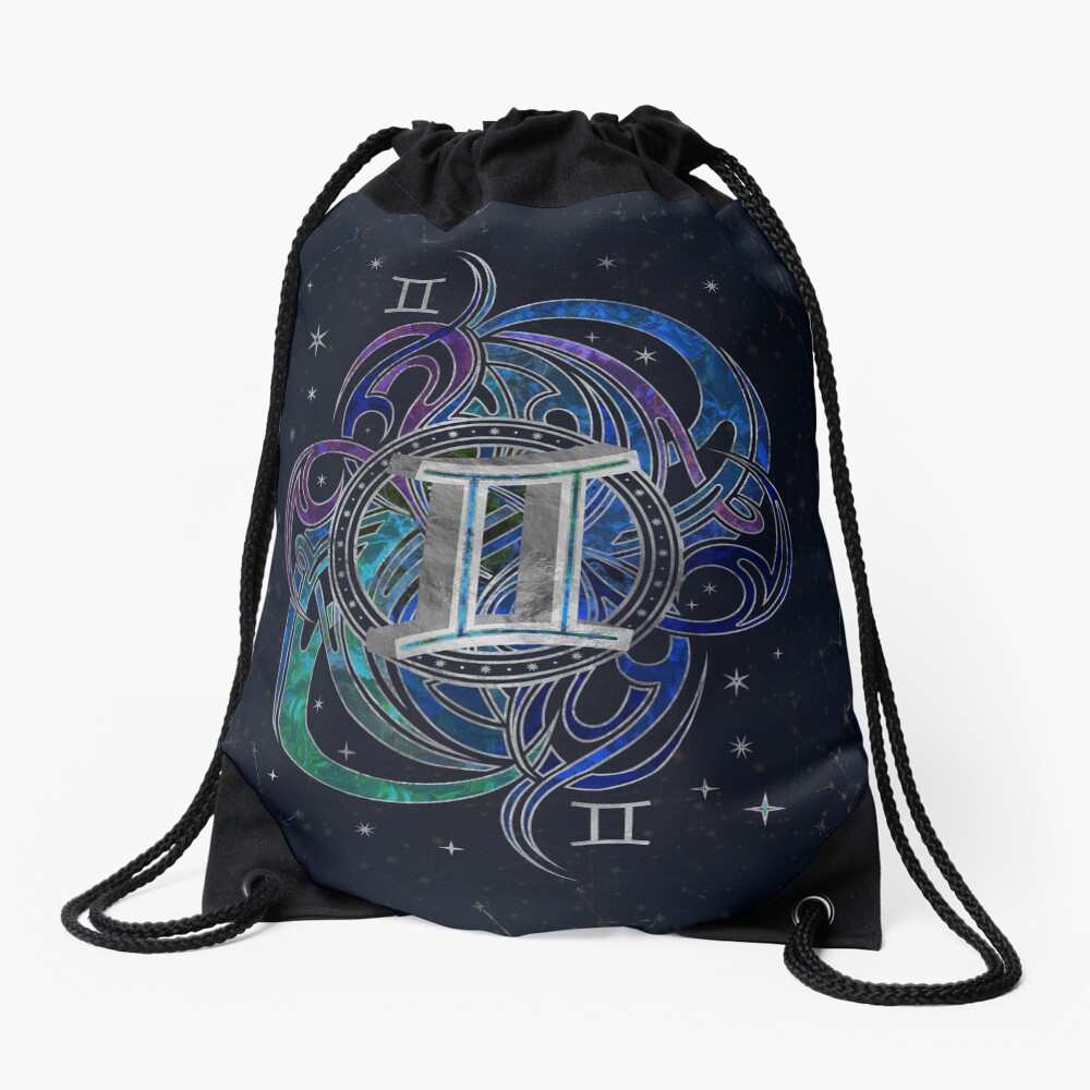 Gemini Zodiac Sign Air Element Drawstring Bag