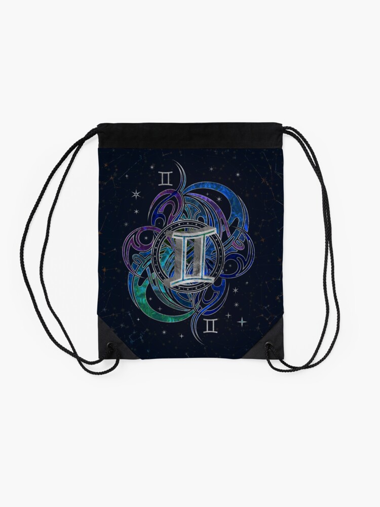 Alternate view of Gemini Zodiac Sign Air Element Drawstring Bag