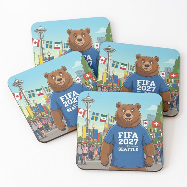 Item preview, FIFA 2027 Seattle Soccer Bear – Fun Cartoon Mascot Illustration designed and sold by AirCrayons27.