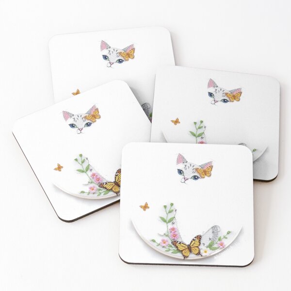 Item preview, Cute Cat and Butterflies Watercolor designed and sold by Tama-sirth.