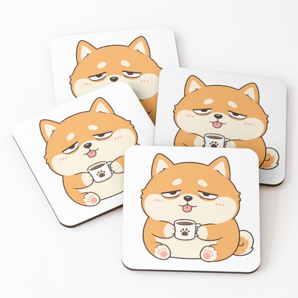 Item preview, Funny Sleepy Shiba Inu Drinking Coffee designed and sold by TokyoToastLab.