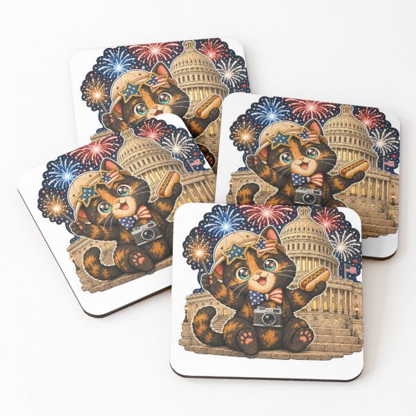 Item preview, Tortoiseshell Cat Fourth of July — Funny Patriotic Cat Sticker — Independence Day Cat Lover Gift designed and sold by Martin's_Design.