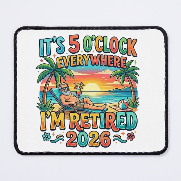 Item preview, It's 5 O'clock Everywhere I'm Retired Grandpa Beach Tropical Sunset Graphic designed and sold by MerchlyMike.