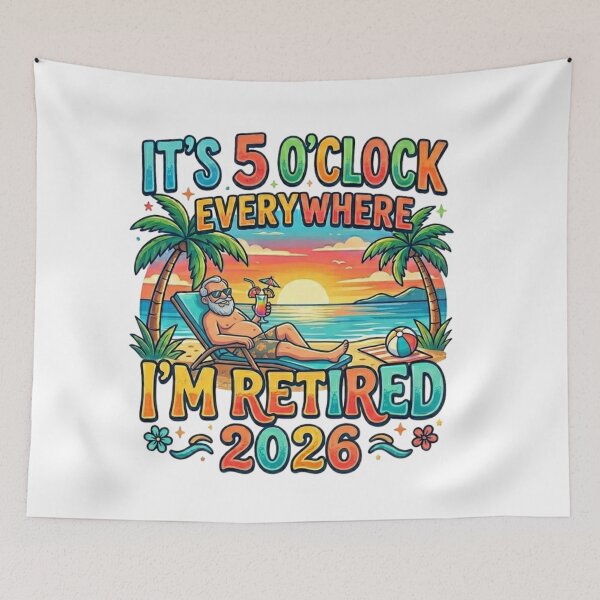 Item preview, It's 5 O'clock Everywhere I'm Retired Grandpa Beach Tropical Sunset Graphic designed and sold by MerchlyMike.