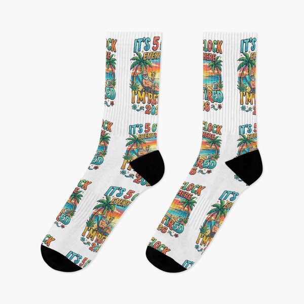 Item preview, It's 5 O'clock Everywhere I'm Retired Grandpa Beach Tropical Sunset Graphic designed and sold by MerchlyMike.