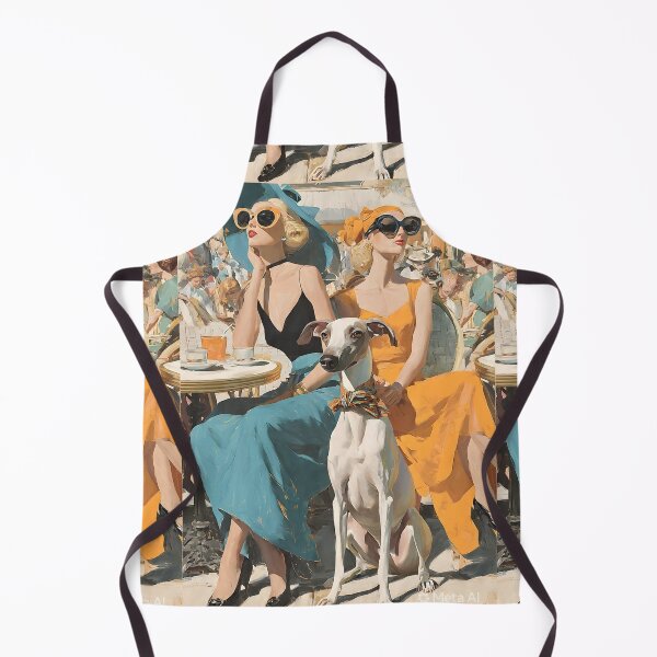 Item preview, Cafe Summer Elegance | Chic Café Ladies & Greyhound Art Print designed and sold by Vibranta Studio.