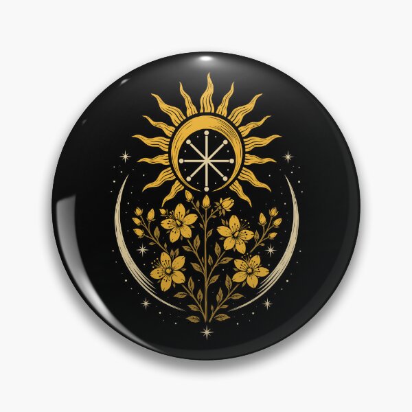 Item preview, Midsummer sun crescent moon litha St. John's wort designed and sold by Christine Krahl.