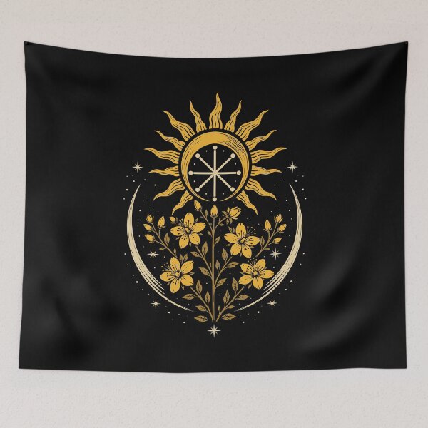 Item preview, Midsummer sun crescent moon litha St. John's wort designed and sold by Christine Krahl.
