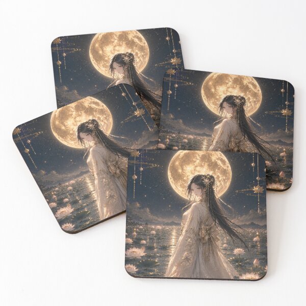 Item preview, Moonlit Lotus Maiden | Japanese Fantasy Art designed and sold by KawaiiLabo.
